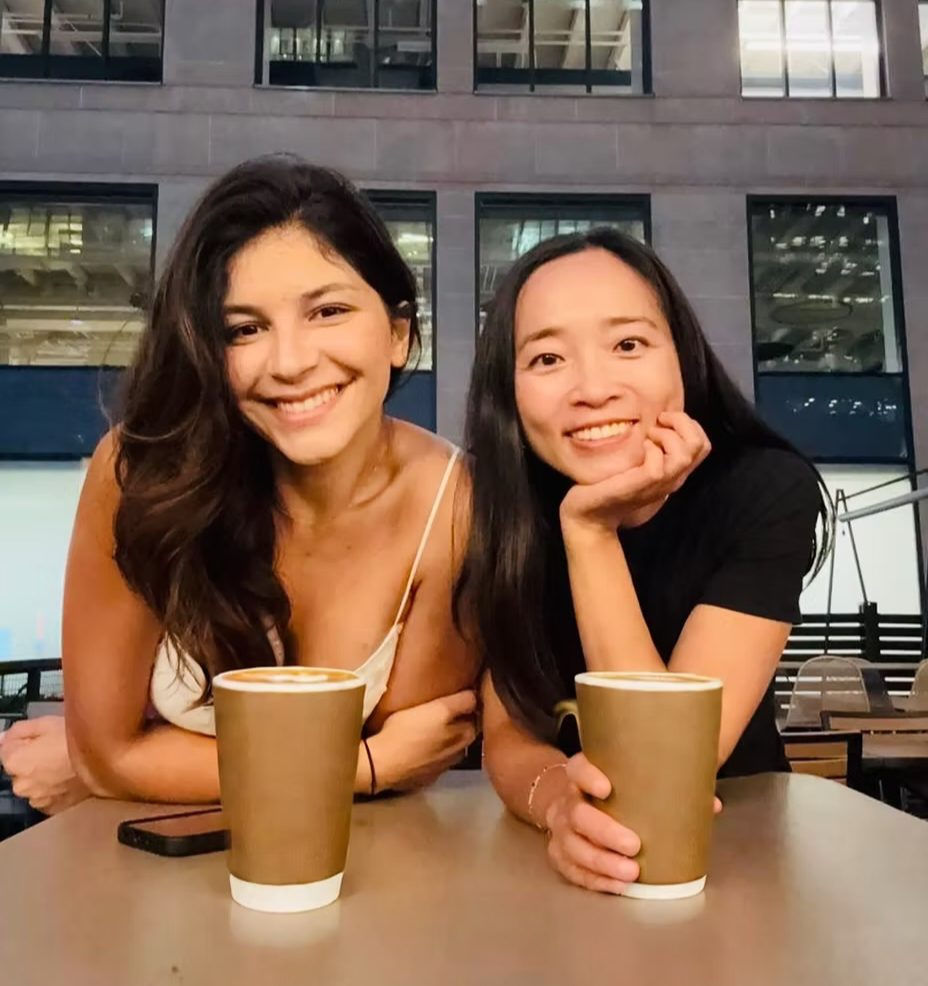 Mandana and Catherine, the founders of Dice Pantheon, with coffee in Toronto.